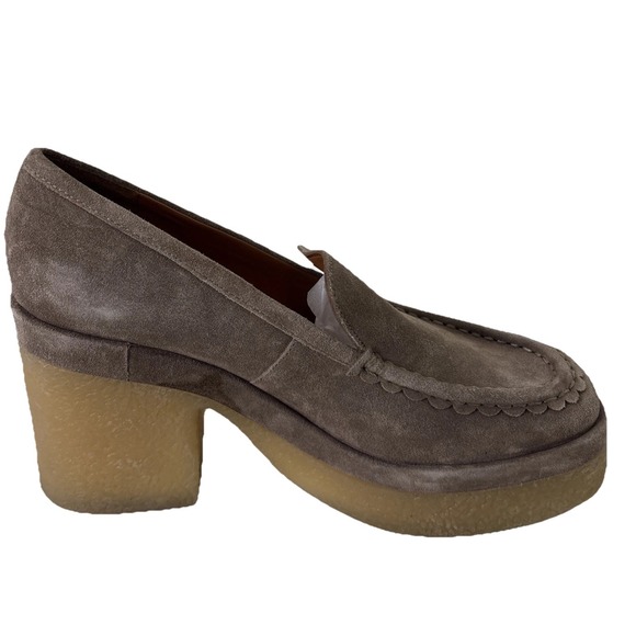 Marc Fisher Lina Platform Loafer Size 11 Suede Tan Slip On Shoes Academia Preppy - Picture 11 of 16